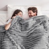 image:imageCozy Bliss Faux Fur Throw Blanket for Couch Cozy Warm Plush Striped Blanket for Sofa Bedroom Living Room 50  60 Inches Tiedye GreyGray