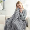 image:imageCozy Bliss Faux Fur Throw Blanket for Couch Cozy Warm Plush Striped Blanket for Sofa Bedroom Living Room 50  60 Inches Tiedye GreyGray