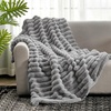 image:imageCozy Bliss Faux Fur Throw Blanket for Couch Cozy Warm Plush Striped Blanket for Sofa Bedroom Living Room 50  60 Inches Tiedye GreyGray