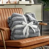 image:imageCozy Bliss Faux Fur Throw Blanket for Couch Cozy Warm Plush Striped Blanket for Sofa Bedroom Living Room 50  60 Inches Tiedye GreyGray