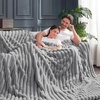 image:imageCozy Bliss Faux Fur Throw Blanket for Couch Cozy Warm Plush Striped Blanket for Sofa Bedroom Living Room 50  60 Inches Tiedye GreyGray