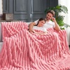image:imageCozy Bliss Faux Fur Throw Blanket for Couch Cozy Warm Plush Striped Blanket for Sofa Bedroom Living Room 50  60 Inches Tiedye GreyHot Pink