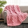 image:imageCozy Bliss Faux Fur Throw Blanket for Couch Cozy Warm Plush Striped Blanket for Sofa Bedroom Living Room 50  60 Inches Tiedye GreyHot Pink