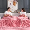 image:imageCozy Bliss Faux Fur Throw Blanket for Couch Cozy Warm Plush Striped Blanket for Sofa Bedroom Living Room 50  60 Inches Tiedye GreyHot Pink