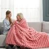 image:imageCozy Bliss Faux Fur Throw Blanket for Couch Cozy Warm Plush Striped Blanket for Sofa Bedroom Living Room 50  60 Inches Tiedye GreyHot Pink