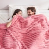 image:imageCozy Bliss Faux Fur Throw Blanket for Couch Cozy Warm Plush Striped Blanket for Sofa Bedroom Living Room 50  60 Inches Tiedye GreyHot Pink