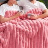 image:imageCozy Bliss Faux Fur Throw Blanket for Couch Cozy Warm Plush Striped Blanket for Sofa Bedroom Living Room 50  60 Inches Tiedye GreyHot Pink