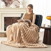 image:imageCozy Bliss Faux Fur Throw Blanket for Couch Cozy Warm Plush Striped Blanket for Sofa Bedroom Living Room 50  60 Inches Tiedye GreyKhaki Stripe