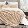 image:imageCozy Bliss Faux Fur Throw Blanket for Couch Cozy Warm Plush Striped Blanket for Sofa Bedroom Living Room 50  60 Inches Tiedye GreyKhaki Stripe