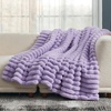 image:imageCozy Bliss Faux Fur Throw Blanket for Couch Cozy Warm Plush Striped Blanket for Sofa Bedroom Living Room 50  60 Inches Tiedye GreyLavender