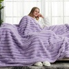 image:imageCozy Bliss Faux Fur Throw Blanket for Couch Cozy Warm Plush Striped Blanket for Sofa Bedroom Living Room 50  60 Inches Tiedye GreyLavender