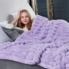 image:imageCozy Bliss Faux Fur Throw Blanket for Couch Cozy Warm Plush Striped Blanket for Sofa Bedroom Living Room 50  60 Inches Tiedye GreyLavender