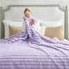 image:imageCozy Bliss Faux Fur Throw Blanket for Couch Cozy Warm Plush Striped Blanket for Sofa Bedroom Living Room 50  60 Inches Tiedye GreyLavender