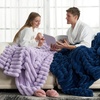 image:imageCozy Bliss Faux Fur Throw Blanket for Couch Cozy Warm Plush Striped Blanket for Sofa Bedroom Living Room 50  60 Inches Tiedye GreyLavender
