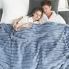 image:imageCozy Bliss Faux Fur Throw Blanket for Couch Cozy Warm Plush Striped Blanket for Sofa Bedroom Living Room 50  60 Inches Tiedye GreyLight Blue
