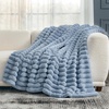 image:imageCozy Bliss Faux Fur Throw Blanket for Couch Cozy Warm Plush Striped Blanket for Sofa Bedroom Living Room 50  60 Inches Tiedye GreyLight Blue