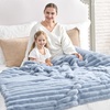 image:imageCozy Bliss Faux Fur Throw Blanket for Couch Cozy Warm Plush Striped Blanket for Sofa Bedroom Living Room 50  60 Inches Tiedye GreyLight Blue