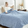 image:imageCozy Bliss Faux Fur Throw Blanket for Couch Cozy Warm Plush Striped Blanket for Sofa Bedroom Living Room 50  60 Inches Tiedye GreyLight Blue