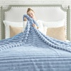 image:imageCozy Bliss Faux Fur Throw Blanket for Couch Cozy Warm Plush Striped Blanket for Sofa Bedroom Living Room 50  60 Inches Tiedye GreyLight Blue