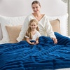 image:imageCozy Bliss Faux Fur Throw Blanket for Couch Cozy Warm Plush Striped Blanket for Sofa Bedroom Living Room 50  60 Inches Tiedye GreyNavy Blue