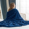 image:imageCozy Bliss Faux Fur Throw Blanket for Couch Cozy Warm Plush Striped Blanket for Sofa Bedroom Living Room 50  60 Inches Tiedye GreyNavy Blue