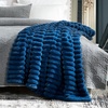 image:imageCozy Bliss Faux Fur Throw Blanket for Couch Cozy Warm Plush Striped Blanket for Sofa Bedroom Living Room 50  60 Inches Tiedye GreyNavy Blue
