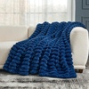 image:imageCozy Bliss Faux Fur Throw Blanket for Couch Cozy Warm Plush Striped Blanket for Sofa Bedroom Living Room 50  60 Inches Tiedye GreyNavy Blue