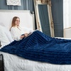 image:imageCozy Bliss Faux Fur Throw Blanket for Couch Cozy Warm Plush Striped Blanket for Sofa Bedroom Living Room 50  60 Inches Tiedye GreyNavy Blue