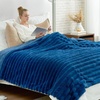 image:imageCozy Bliss Faux Fur Throw Blanket for Couch Cozy Warm Plush Striped Blanket for Sofa Bedroom Living Room 50  60 Inches Tiedye GreyNavy Blue
