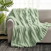 image:imageCozy Bliss Faux Fur Throw Blanket for Couch Cozy Warm Plush Striped Blanket for Sofa Bedroom Living Room 50  60 Inches Tiedye GreySage Green