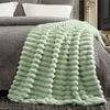 image:imageCozy Bliss Faux Fur Throw Blanket for Couch Cozy Warm Plush Striped Blanket for Sofa Bedroom Living Room 50  60 Inches Tiedye GreySage Green