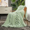 image:imageCozy Bliss Faux Fur Throw Blanket for Couch Cozy Warm Plush Striped Blanket for Sofa Bedroom Living Room 50  60 Inches Tiedye GreySage Green