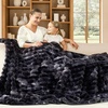 image:imageCozy Bliss Faux Fur Throw Blanket for Couch Cozy Warm Plush Striped Blanket for Sofa Bedroom Living Room 50  60 Inches Tiedye GreyTiedye Black