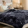 image:imageCozy Bliss Faux Fur Throw Blanket for Couch Cozy Warm Plush Striped Blanket for Sofa Bedroom Living Room 50  60 Inches Tiedye GreyTiedye Black