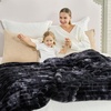 image:imageCozy Bliss Faux Fur Throw Blanket for Couch Cozy Warm Plush Striped Blanket for Sofa Bedroom Living Room 50  60 Inches Tiedye GreyTiedye Black