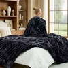 image:imageCozy Bliss Faux Fur Throw Blanket for Couch Cozy Warm Plush Striped Blanket for Sofa Bedroom Living Room 50  60 Inches Tiedye GreyTiedye Black
