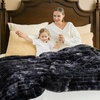 image:imageCozy Bliss Faux Fur Throw Blanket for Couch Cozy Warm Plush Striped Blanket for Sofa Bedroom Living Room 50  60 Inches Tiedye GreyTiedye Black