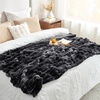 image:imageCozy Bliss Faux Fur Throw Blanket for Couch Cozy Warm Plush Striped Blanket for Sofa Bedroom Living Room 50  60 Inches Tiedye GreyTiedye Black