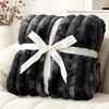 image:imageCozy Bliss Faux Fur Throw Blanket for Couch Cozy Warm Plush Striped Blanket for Sofa Bedroom Living Room 50  60 Inches Tiedye GreyTiedye Black