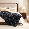 image:imageCozy Bliss Faux Fur Throw Blanket for Couch Cozy Warm Plush Striped Blanket for Sofa Bedroom Living Room 50  60 Inches Tiedye GreyTiedye Black