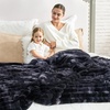 image:imageCozy Bliss Faux Fur Throw Blanket for Couch Cozy Warm Plush Striped Blanket for Sofa Bedroom Living Room 50  60 Inches Tiedye GreyTiedye Black