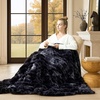 image:imageCozy Bliss Faux Fur Throw Blanket for Couch Cozy Warm Plush Striped Blanket for Sofa Bedroom Living Room 50  60 Inches Tiedye GreyTiedye Black