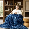 image:imageCozy Bliss Faux Fur Throw Blanket for Couch Cozy Warm Plush Striped Blanket for Sofa Bedroom Living Room 50  60 Inches Tiedye GreyTiedye Blue