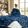 image:imageCozy Bliss Faux Fur Throw Blanket for Couch Cozy Warm Plush Striped Blanket for Sofa Bedroom Living Room 50  60 Inches Tiedye GreyTiedye Blue