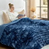 image:imageCozy Bliss Faux Fur Throw Blanket for Couch Cozy Warm Plush Striped Blanket for Sofa Bedroom Living Room 50  60 Inches Tiedye GreyTiedye Blue