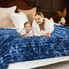 image:imageCozy Bliss Faux Fur Throw Blanket for Couch Cozy Warm Plush Striped Blanket for Sofa Bedroom Living Room 50  60 Inches Tiedye GreyTiedye Blue