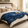image:imageCozy Bliss Faux Fur Throw Blanket for Couch Cozy Warm Plush Striped Blanket for Sofa Bedroom Living Room 50  60 Inches Tiedye GreyTiedye Blue