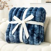 image:imageCozy Bliss Faux Fur Throw Blanket for Couch Cozy Warm Plush Striped Blanket for Sofa Bedroom Living Room 50  60 Inches Tiedye GreyTiedye Blue