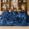 image:imageCozy Bliss Faux Fur Throw Blanket for Couch Cozy Warm Plush Striped Blanket for Sofa Bedroom Living Room 50  60 Inches Tiedye GreyTiedye Blue