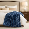 image:imageCozy Bliss Faux Fur Throw Blanket for Couch Cozy Warm Plush Striped Blanket for Sofa Bedroom Living Room 50  60 Inches Tiedye GreyTiedye Blue